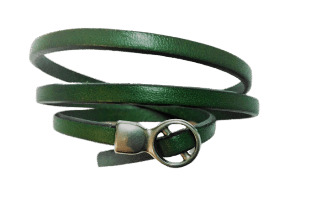 bracelet cuir reglable vert